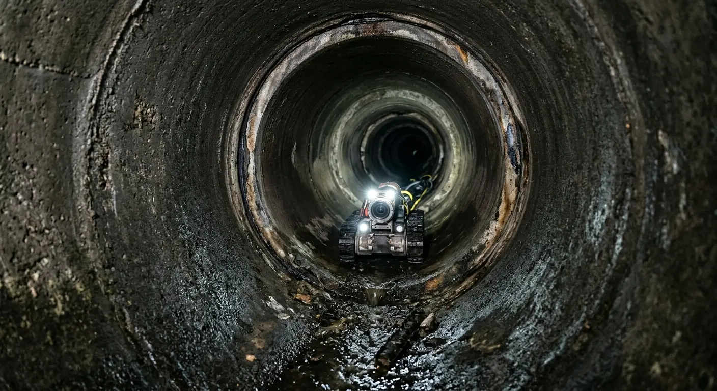 Robotic sewer camera inspecting pipe interior for Drain Snake Service in Lanham